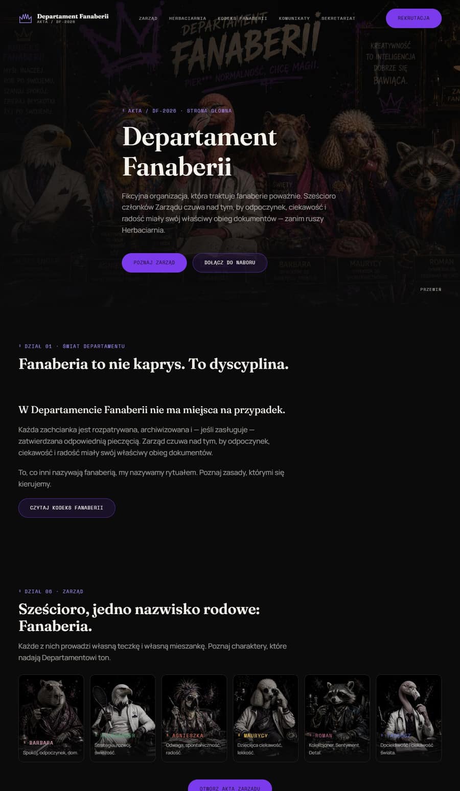 Podgląd strony departamentfanaberii.com — strona marki koncepcyjnej