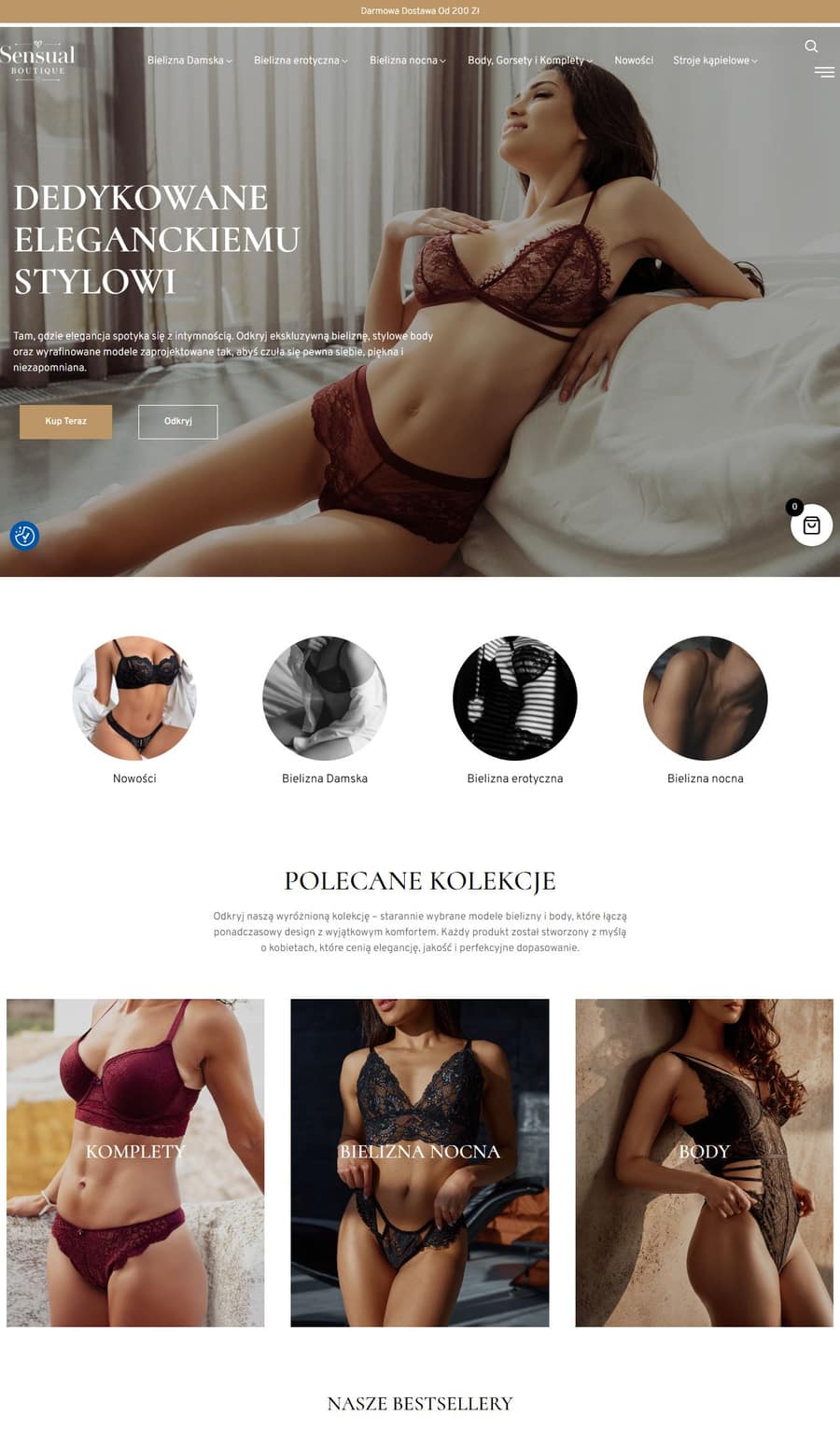 Podgląd strony sensualboutique.pl — sklep internetowy z bielizną damską